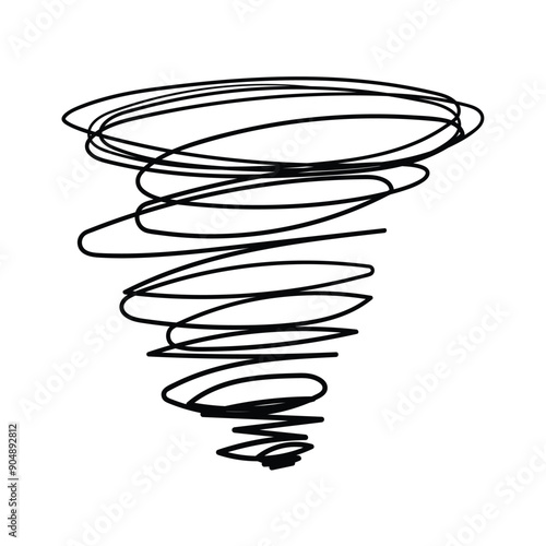 Tornado line vector illustration. extreme tornado doodle. sketchy cyclone sketch line hand drawing