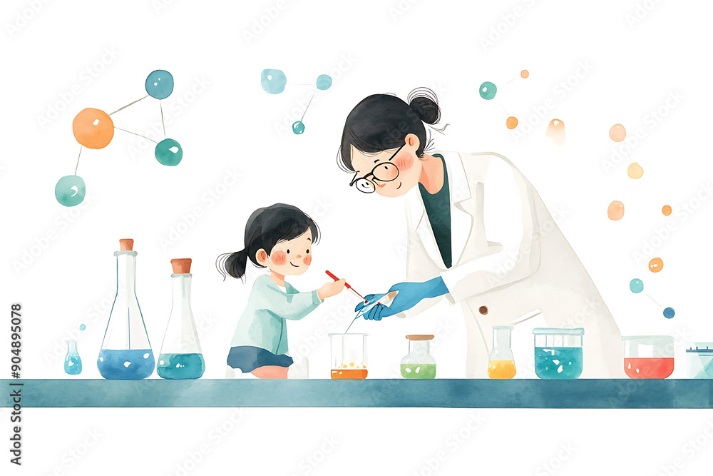 Mother and Daughter Conducting Science Experiment Mother and Daughter Conducting Science Experiment