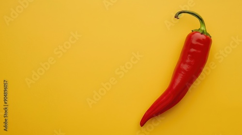 Calabrian chili pepper on yellow backdrop sleek minimal layout space for text