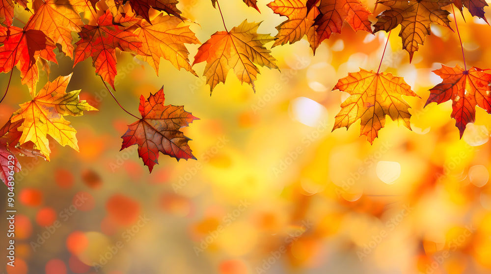vibrant autumn maple leaves on a tree branch background,generative ai vibrant autumn maple leaves on a tree branch background,generative ai