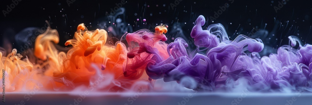 Fototapeta premium A stunning display of vibrant colored smoke in flowing artistic patterns, perfect for creative projects.