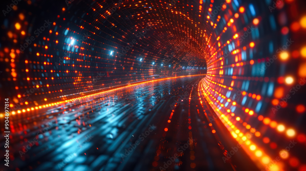 Futuristic Light Tunnel Displaying Cutting-Edge Technology Innovation Futuristic Light Tunnel Displaying Cutting-Edge Technology Innovation