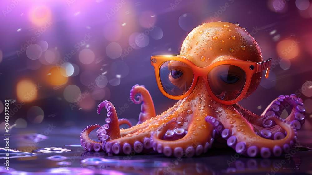 Cute Octopus with Sunglasses Cute Octopus with Sunglasses
