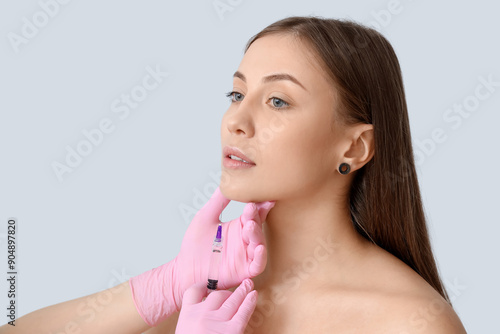 Beautiful woman receiving i...