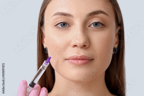 Beautiful woman receiving i...