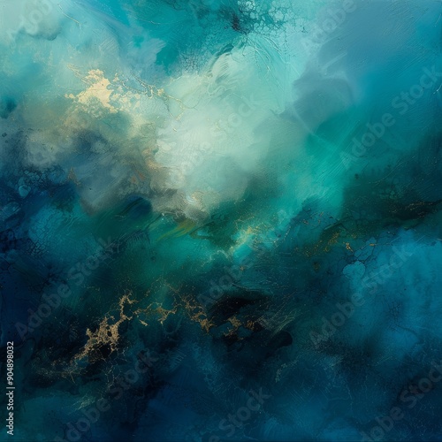 An ethereal mist of blues and greens background