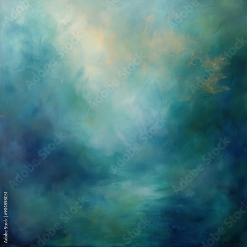 An ethereal mist of blues and greens, with hints of shimmering gold background
