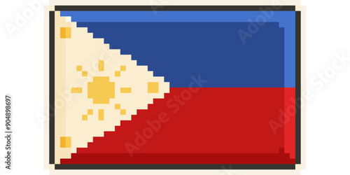 Philippines, Asia, Flag, Pixel Art, Retro 8bit game style, vector