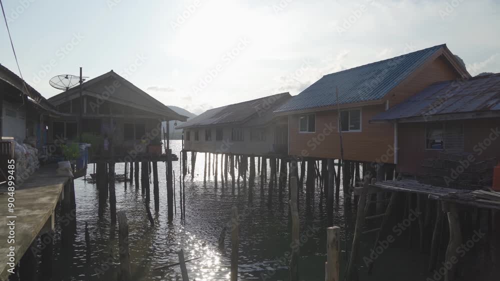 Koh Panyee, The Floating village urban city town houses, lake sea or river. Nature landscape fisheries and fishing tools at Pak Pha, Phang Nga, Thailand. Aquaculture farming Koh Panyee, The Floating village urban city town houses, lake sea or river. Nature landscape fisheries and fishing tools at Pak Pha, Phang Nga, Thailand. Aquaculture farming