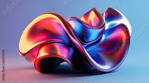 Wallpaper Mural Abstract 3D fluid shapes with metallic textures and gradient colors. Torontodigital.ca