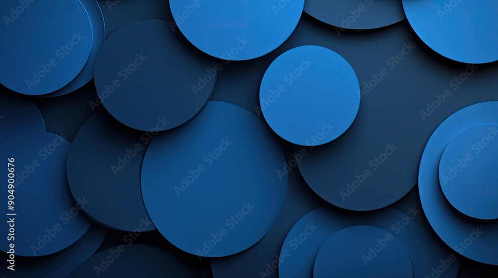 Abstract blue geometric circles overlapping on a dark background. Abstract blue geometric circles overlapping on a dark background.