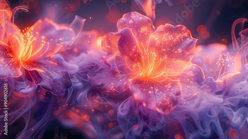 A Stunning and Vibrant Abstract Floral Design Featuring an Ethereal and Dreamy Glow