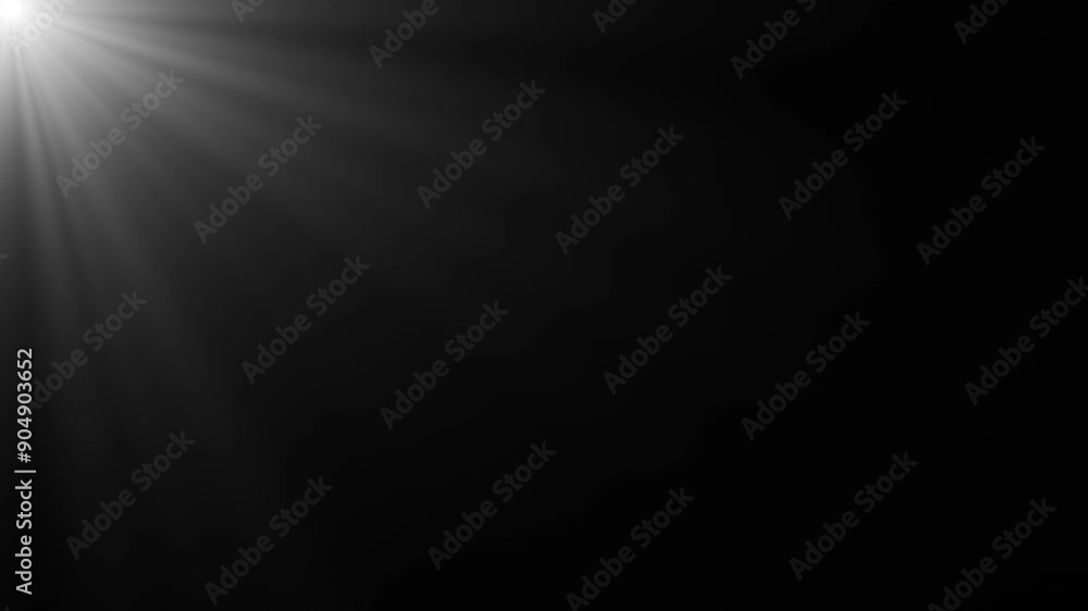 Seamless animation of light rays. White rays of light on a black background glow from the top left of the frame. Looping animation of light. Isolated animation of white light rays. Glitter or sun effe Seamless animation of light rays. White rays of light on a black background glow from the top left of the frame. Looping animation of light. Isolated animation of white light rays. Glitter or sun effe
