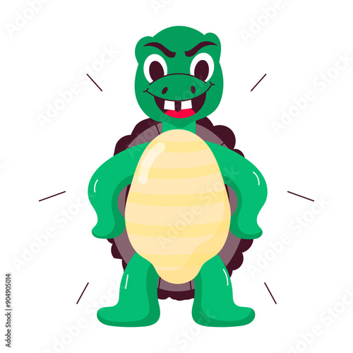 A flat style mascot of laughing turtle 


