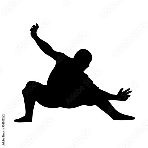 Silhouette of kungfu martial arts stance on transparent background. Perfect for stickers, icons, logos and tattoos