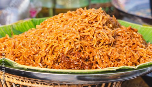 Photography Thai noodles at the market. Close-up