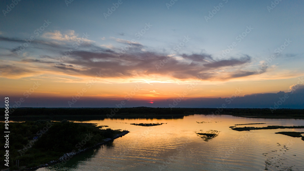 Italy Bibione Laguna Coastline Drone perspective Italy Bibione Laguna Coastline Drone perspective