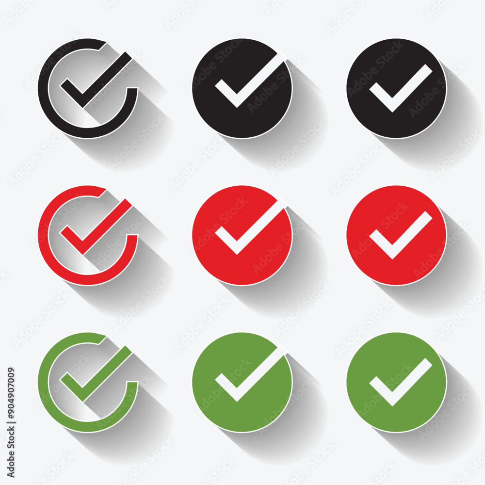 Isolated shadow checklist logo icon design with green, red and black color Isolated shadow checklist logo icon design with green, red and black color