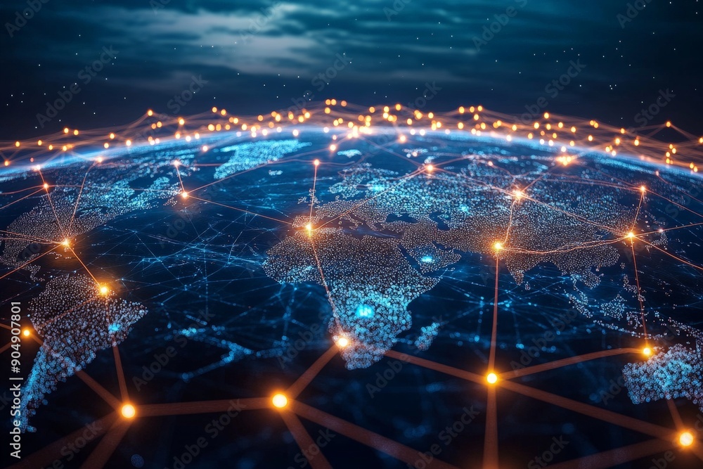 Futuristic Global Network: Visualizing the Power of IoT Connectivity Across the World Futuristic Global Network: Visualizing the Power of IoT Connectivity Across the World