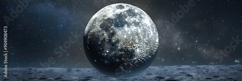 The Moon A Glowing Silver Orb Illuminating the Night Sky with Serene Majesty and a History Etched in Craters photo