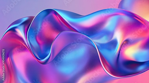 Wallpaper Mural Fluid 3D shapes with shiny metallic textures and gradient color transitions. Torontodigital.ca