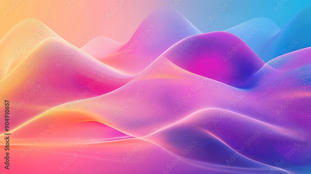 Obraz premium Gradient colors and dynamic flowing lines creating an abstract background.