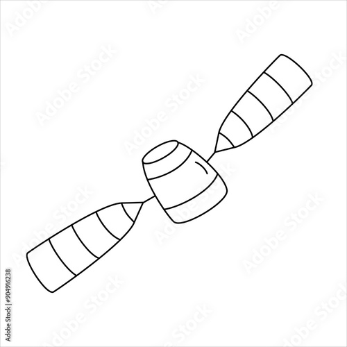 Vector black line illustration of satellite.