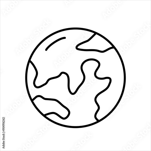 Black line illustration of the earth.