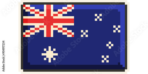 Australia, Oceania flag, pixelart, retro 8bit game style, vector