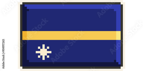 Nauru, Oceania flag, pixelart, retro 8bit game style, vector