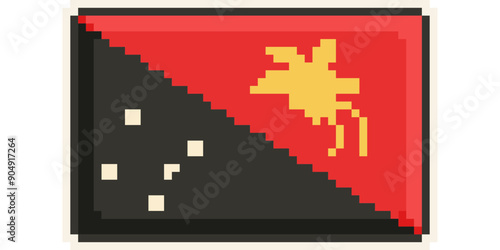 Papua New Guinea, Oceania flag, pixelart, retro 8bit game style, vector