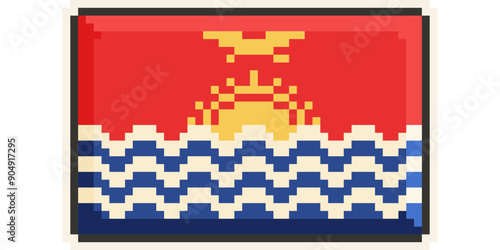 Kiribati, Oceania flag, pixelart, retro 8bit game style, vector
