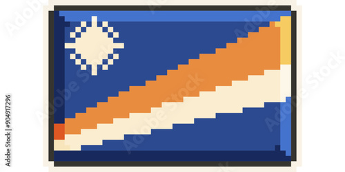  Marshall Islands, Oceania flag, pixelart, retro 8bit game style, vector