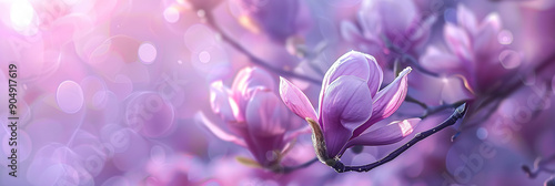 Purple magnolia,blurred background, macro
