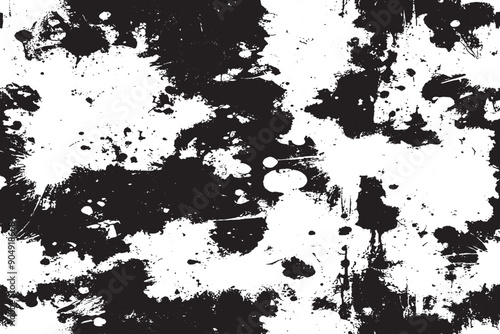 Black and White Abstract Art Seamless Pattern Background with Distressed Grunge Paint Spots