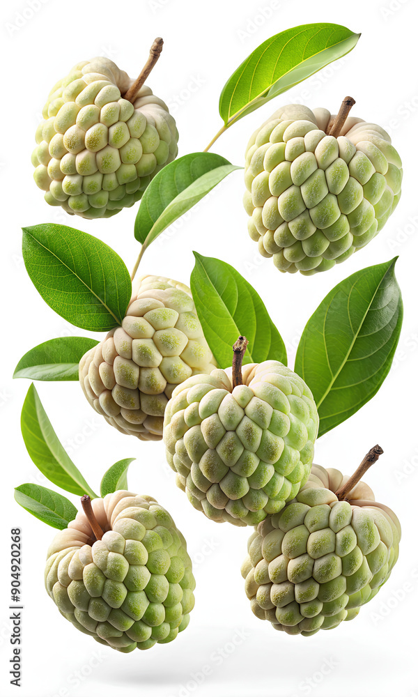 Fototapeta premium Sugar apples on white background, Clipping path