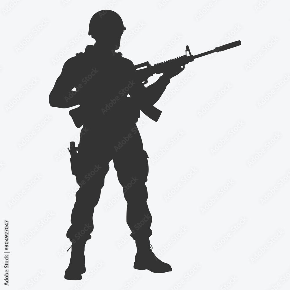 Ultimate Special Forces Soldier Silhouette Vector: Elite Tactical Weapon Design Ultimate Special Forces Soldier Silhouette Vector: Elite Tactical Weapon Design