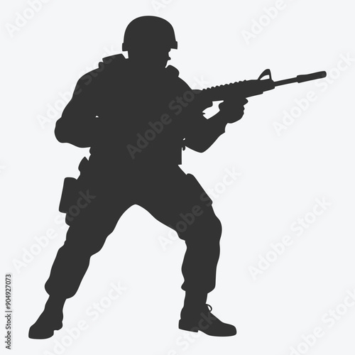Ultimate Special Forces Soldier Silhouette Vector: Elite Tactical Weapon Design