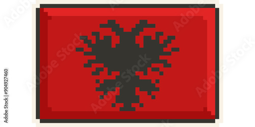 Albania, Europe, Flag, Pixel Art, Retro 8bit Game Style, Vector 
