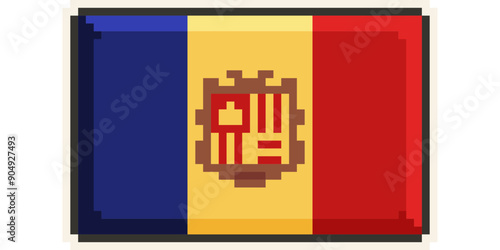 Andorra, Europe, Flag, Pixel Art, Retro 8bit Game Style, Vector 