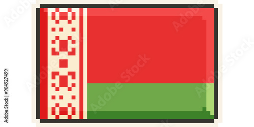 Belarus, Europe, Flag, Pixel Art, Retro 8bit Game Style, Vector 