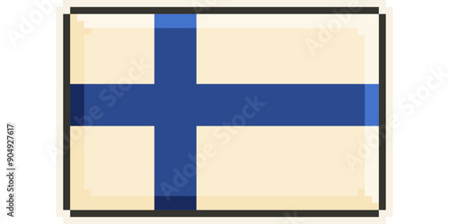 Finland, Europe, Flag, Pixel Art, Retro 8bit Game Style, Vector 