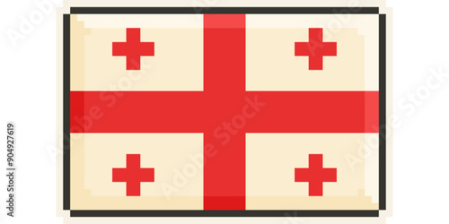 Georgia, Europe, Flag, Pixel Art, Retro 8bit Game Style, Vector 