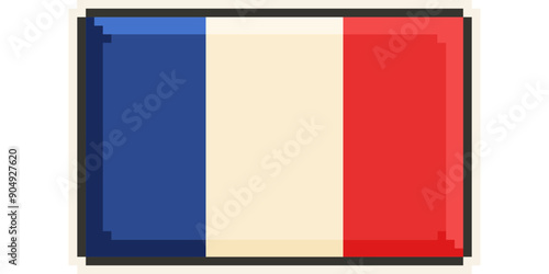 France, Europe, Flag, Pixel Art, Retro 8bit Game Style, Vector 