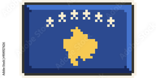 Kosovo, Europe, Flag, Pixel Art, Retro 8bit Game Style, Vector 