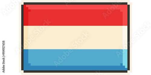 Luxembourg, Europe, Flag, Pixel Art, Retro 8bit Game Style, Vector 
