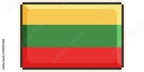 Lithuania, Europe, Flag, Pixel Art, Retro 8bit Game Style, Vector 