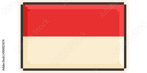 Monaco, Europe, Flag, Pixel Art, Retro 8bit Game Style, Vector 