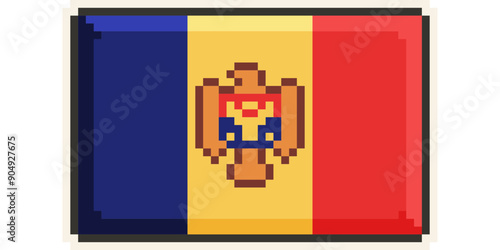 Moldova, Europe, Flag, Pixel Art, Retro 8bit Game Style, Vector 