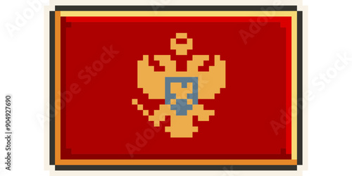 Montenegro, Europe, Flag, Pixel Art, Retro 8bit Game Style, Vector 